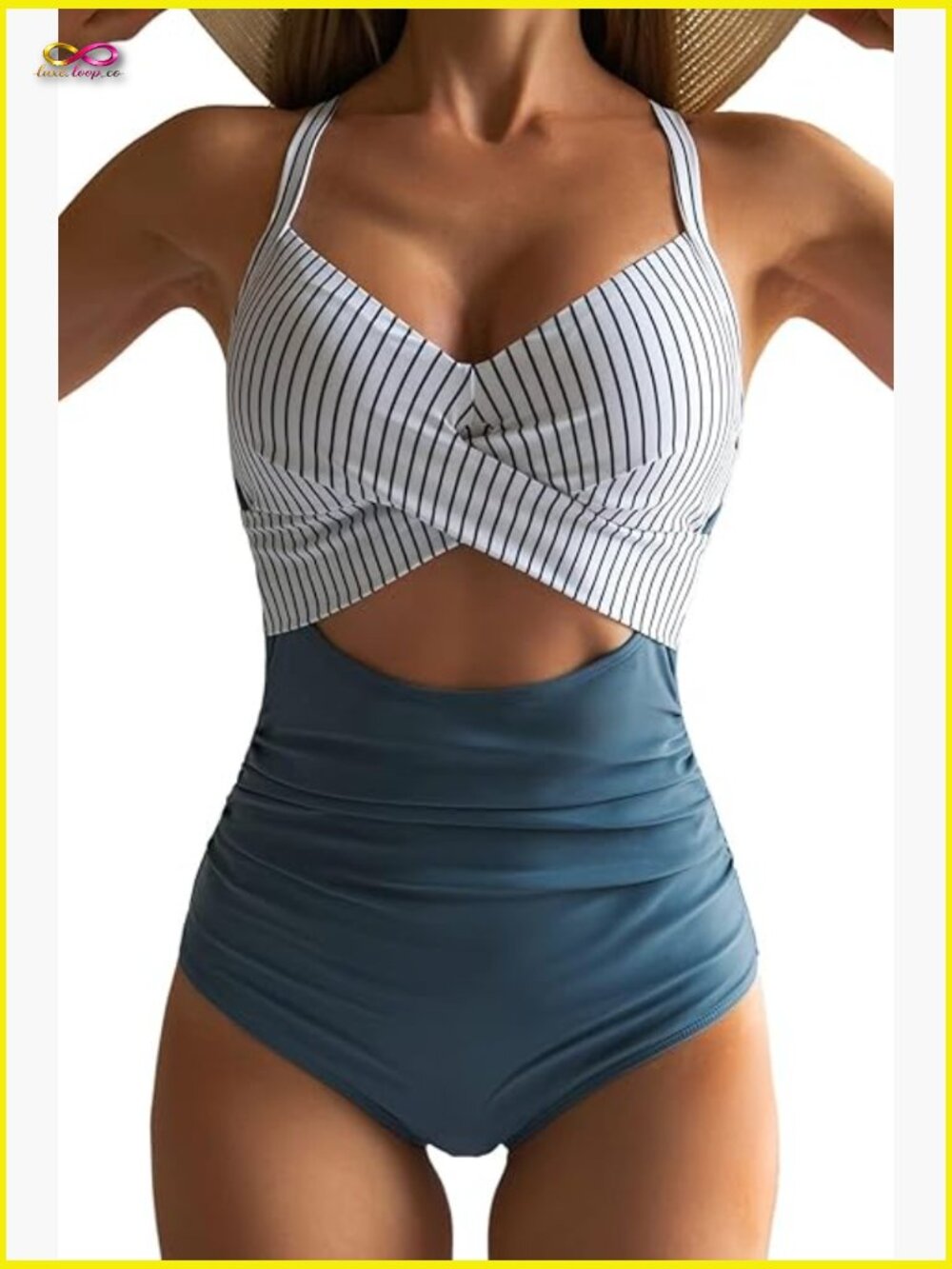 Tummy Control One Piece Swimsuit Cutout High Waisted Wrap Tie Back